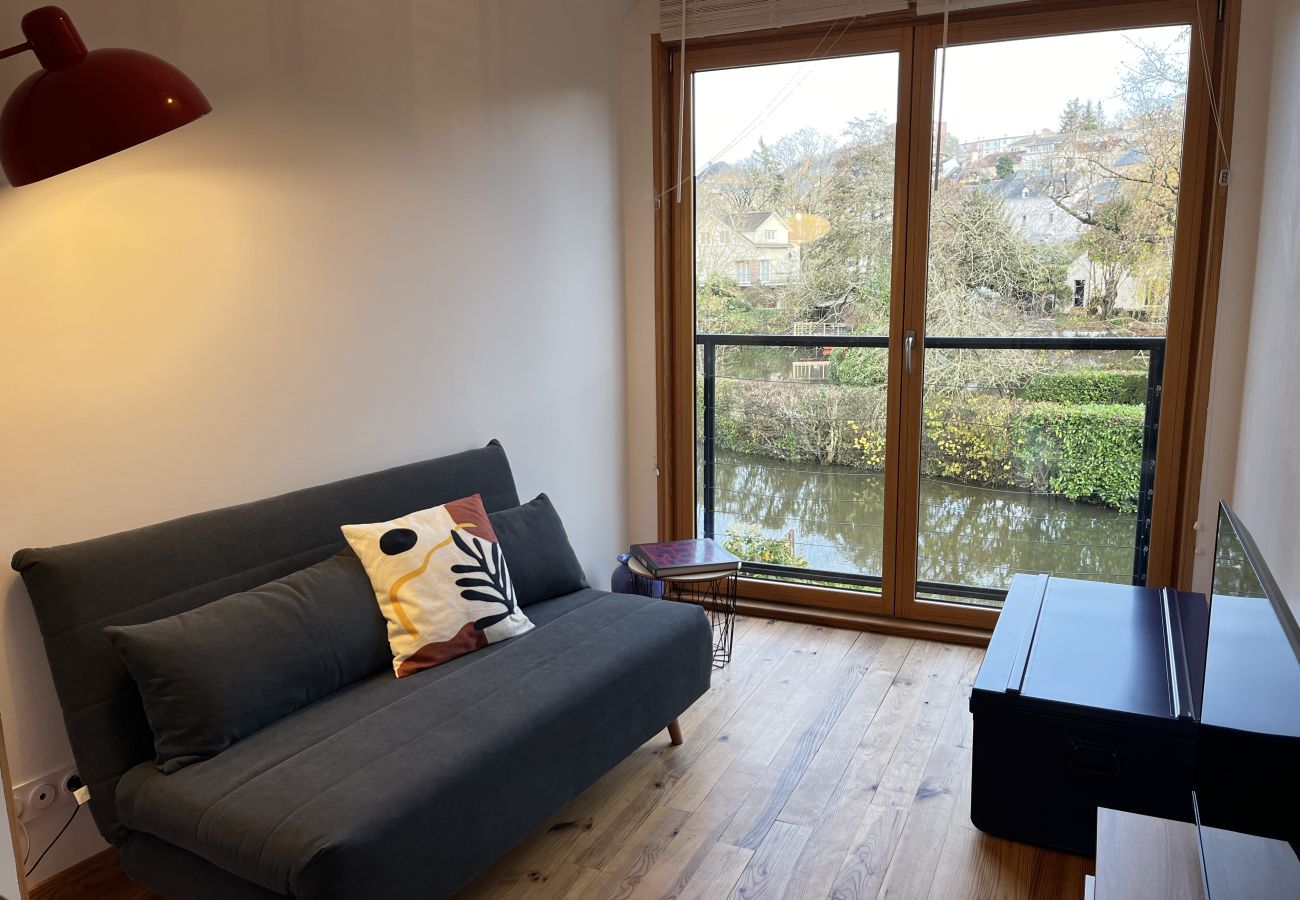 Living room, sofa, river view