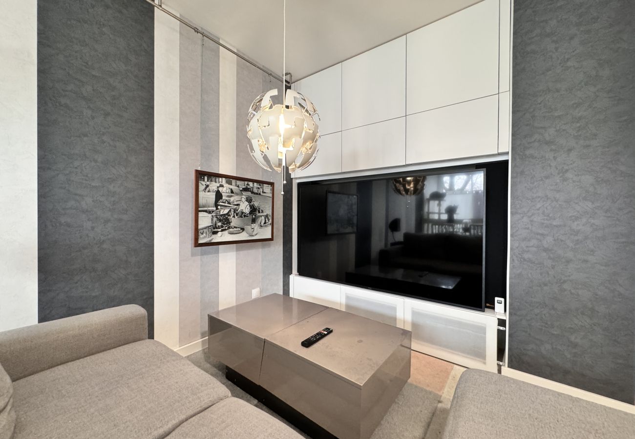 Lounge area with sofa bed. 