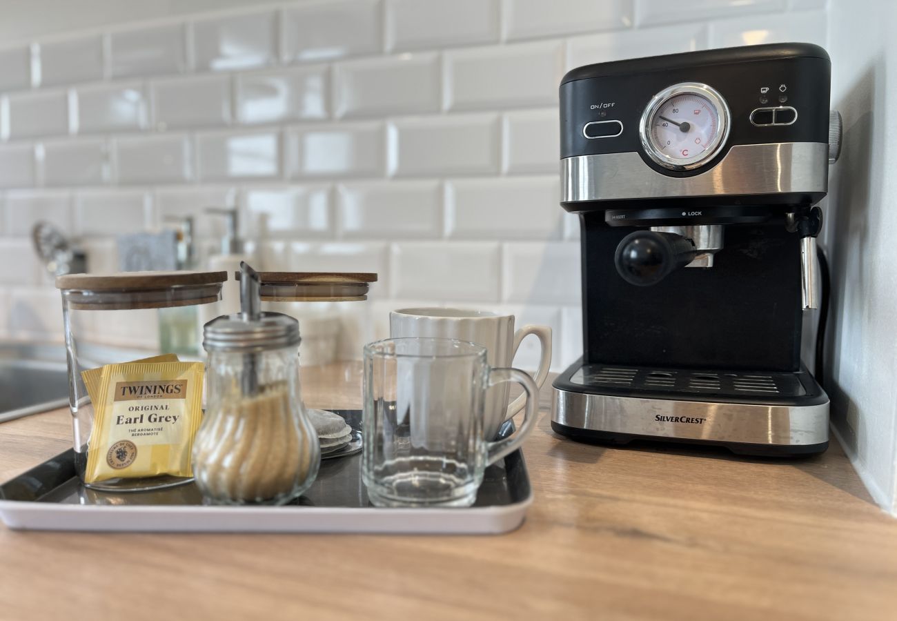 Coffee machine with capsule. 