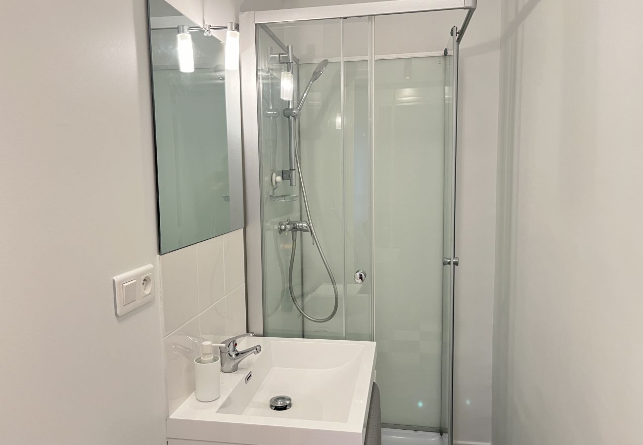 Salle d'eau, douche, meuble vasque