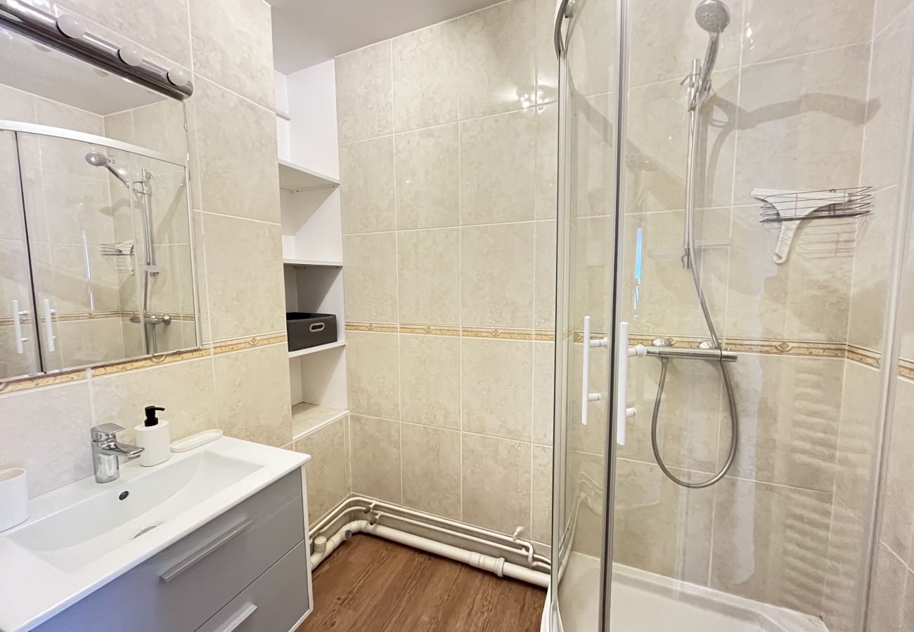 Salle d'eau, douche, meuble vasque 